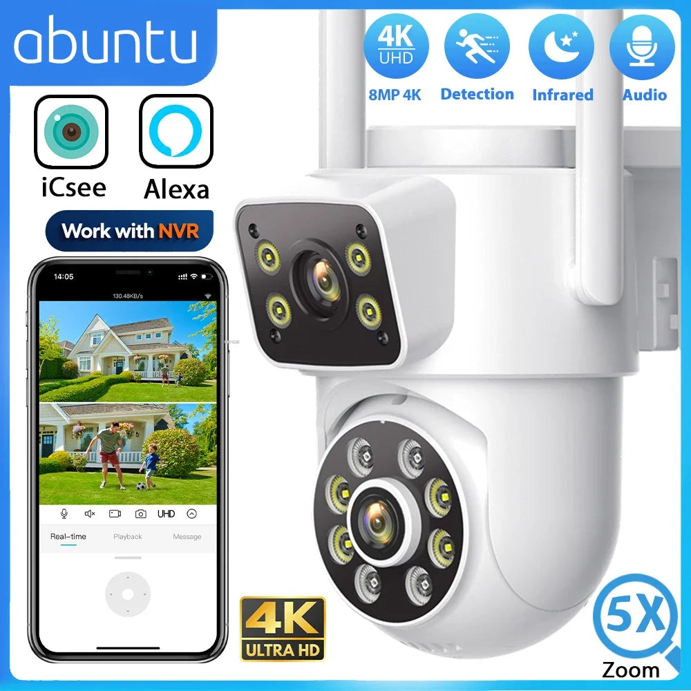 Illustration de la vision nocturne de la caméra de surveillance extérieure 8MP 4K Wifi.