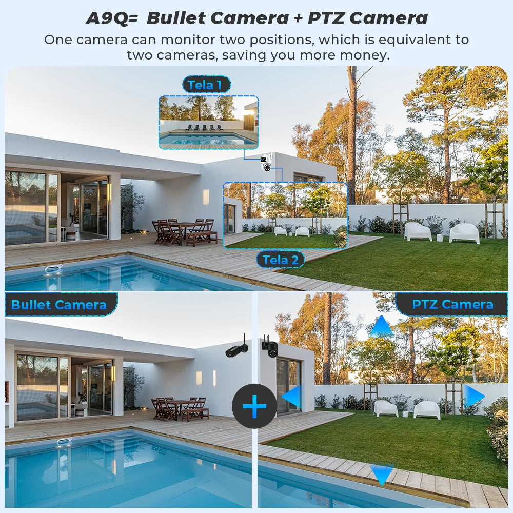 BESDER Caméra de surveillance extérieure PTZ 4K IP WiFi 8MP