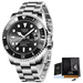 LIGE Montre de plongée étanche pour homme montre bracelet à quartz Montre à Quartz