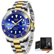 LIGE Montre de plongée étanche pour homme montre bracelet à quartz Montre à Quartz