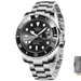 LIGE Montre de plongée étanche pour homme montre bracelet à quartz Argent Noir Montre à Quartz
