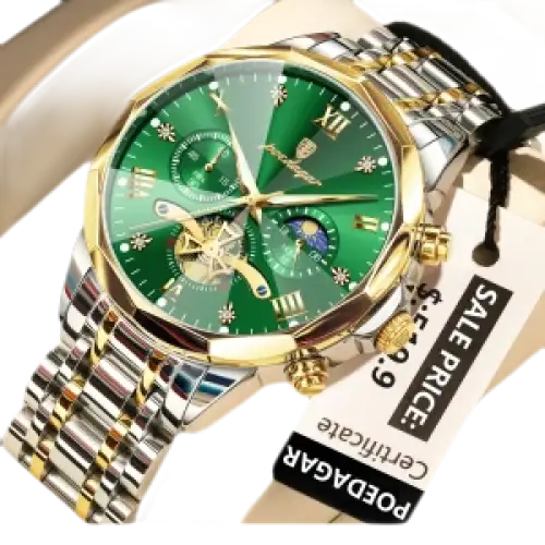 Montre pour homme en acier inoxydable de couleur argentée avec cadran blanc et cadrans multiples.