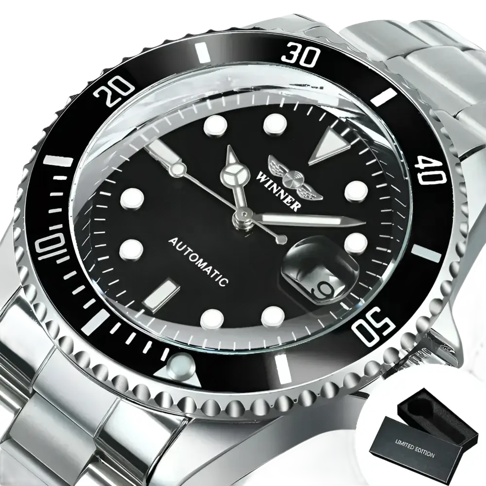 WINNER Montres mécaniques classiques pour hommes montre automatique d’affaires de marque de luxe lunette rotative